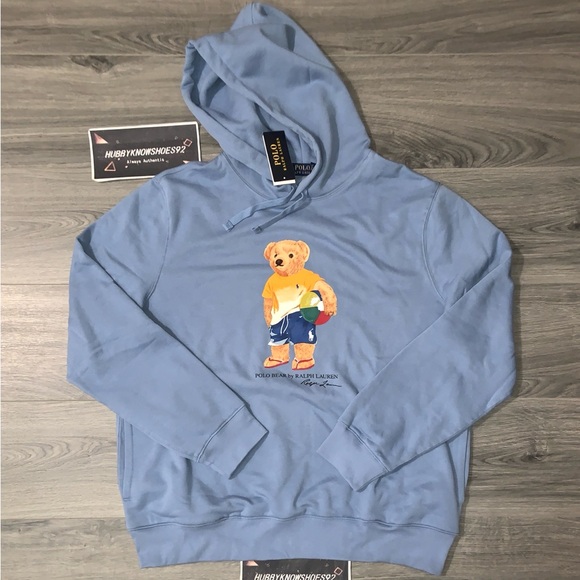POLO RALPH LAUREN Big & Tall Blue Beach POLO BEAR Fleece Pullover Hoodie NWT NEW